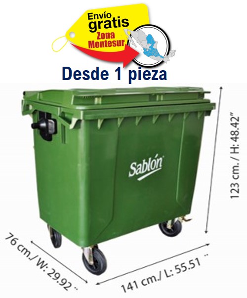 Contenedor de basura 660lts Sablon 8626VD