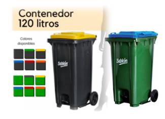 Contenedor de basura Sablon con pedal y tapa 120lts